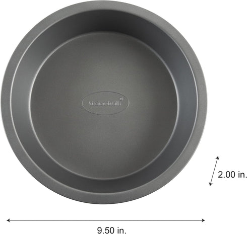 Kitchen Details 9.5 Inch Round Cake Pan, Nonstick, Durable, Easy to Clean, Oven Safe up to 500 Degrees, Gray