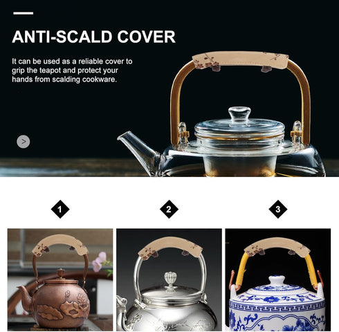 Cabilock Teapot Handle Covers, Non-Slip Vintage Japanese Style Kettle Handle Sleeve for Kitchen