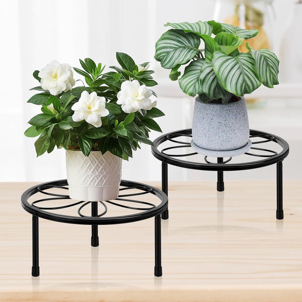 ESRICH 2 Pack 7.8" Metal Plant Stand Indoor , Black Plant Stands