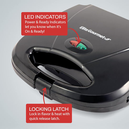 Elite Gourmet EWM-2207# Electric Non-Stick Belgian Waffle Maker, 2-Slice, Black, for Breakfast & Snacks