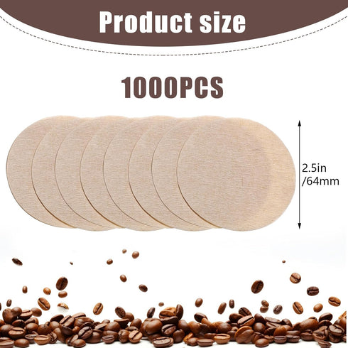 1000 PCS Unbleached Coffee Filters, Round Coffee Maker Filter Paper Compatible with Coffee and Tea Filters