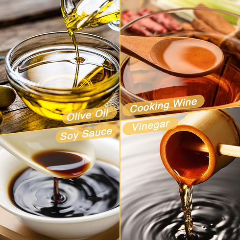 MEIDAYAI 2 Set 2 4 Labels,1 1 Olive Oil Dispenser Bottle, Pcs Glass Oil Bottle for Kitchen, Oil and Vinegar Dispenser
