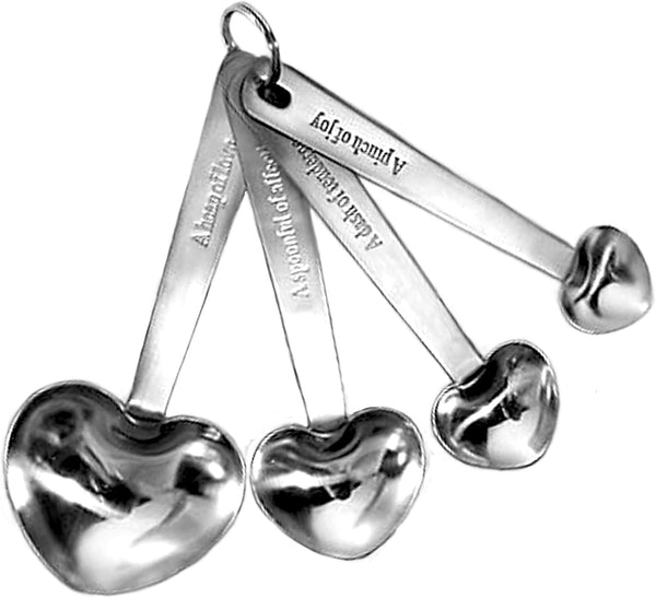 FASHIONCRAFT Love Beyond Measure Heart Measuring Spoons, Silver, Wedding Favor, 1-Piece