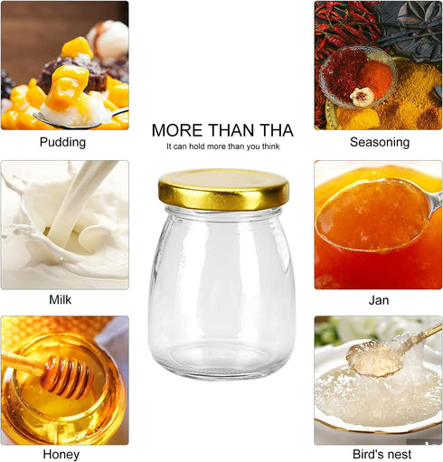 Encheng Lids,7oz Sets 40Pack Glass Yogurt Container With Clear Glass Jars With Airtight Lids,Small Glass Pudding Jars