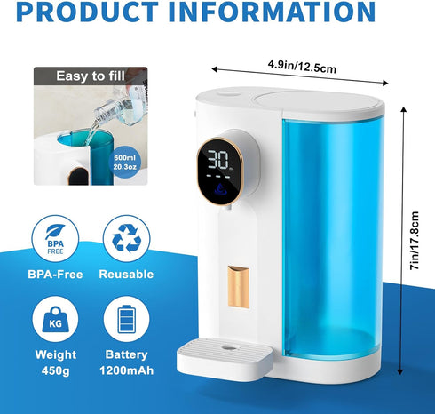20.3 oz 4 Wall/Countertop, Automatic Mouthwash Dispenser Touchless for Bathroom, Dispensing Levels, Magnetic Cup, USB