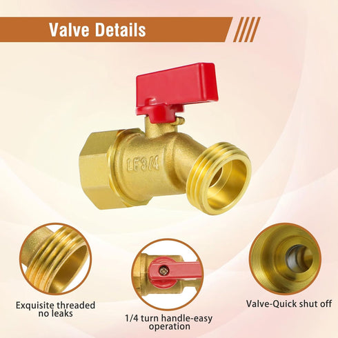 3/4 NPT3/4 GHT3/4 Hose Bib Outdoor Water Spigot, Female x Male Brass Outside Faucet, Water Hose Valve, Garden/Yard Hose