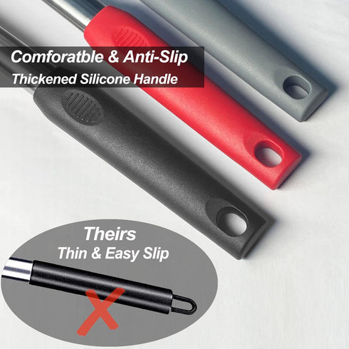 2-Pack Solid & Slotted Silicone Spatula Set, Stainless Steel Handle, Heat Resistant Rubber Turners