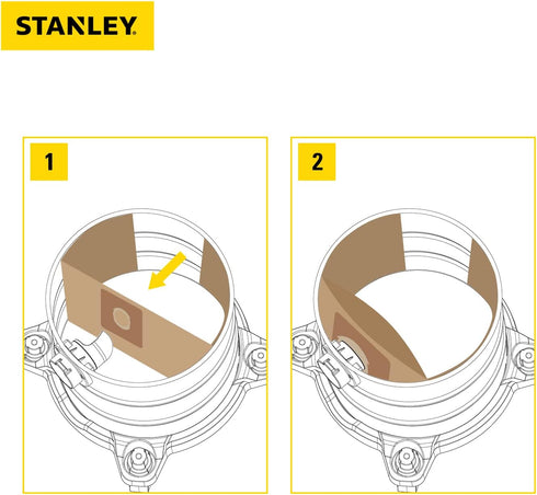 Stanley 25-1228 Disposable Filter Dust Bag, 3 Pack for 2.5-3.5 Gallon Wet/Dry Vacuum Cleaner