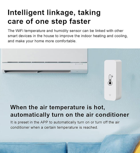 WiFi Temperature Humidity Sensor, Indoor Thermometer Hygrometer with App Alert, Compatible with Alexa