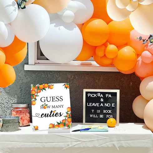 50 1 50 Senfaro Little Cutie Orange Diaper Raffle Tickets and Sign Baby Shower Games Orange Theme Guess How Many Cuties