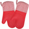 MIJOTEX Heat Resistant Silicone Oven Mitts, Set of 2 Extra Long Quilted Liner, 13 inch (RED)