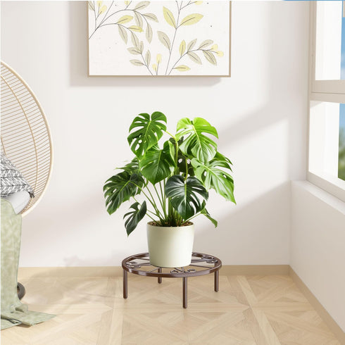 Josmimic 10.23" Bronze Metal Plant Stand: Short Flower Pot Stand - Heavy Duty Plant Holder for Home Courtyard Indoor