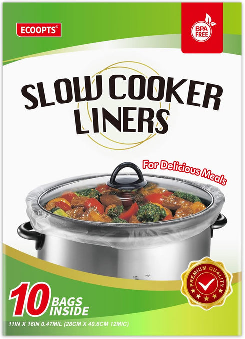 Slow Cooker Liners Disposable Cooking Bags - Small Size Pot Liners Fit 1QT to 3QT for Oval & Round Pot (10)