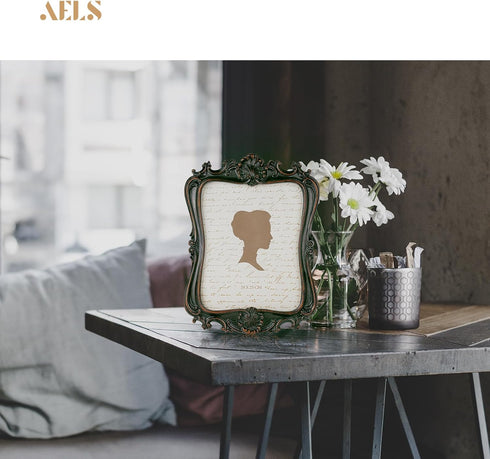 8x10 Inch AELS Vintage Picture Frame, Elegant Antique Photo Frames with Glass Front, Photo Display, Tabletop Wall