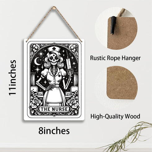 Krollma Funny Tarot Card Wall Art Decor Rustic Nurse Appreciation Gifts Witchy Vibes Hanging Sign, Nursing Witch Stuff