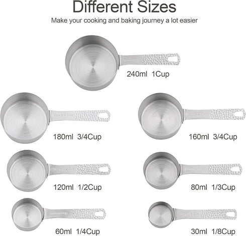 Measuring Cups and Spoons Set, 18/8 Stainless Steel 16pcs Set with Leveler and Equivalents Dry Measuring Cups