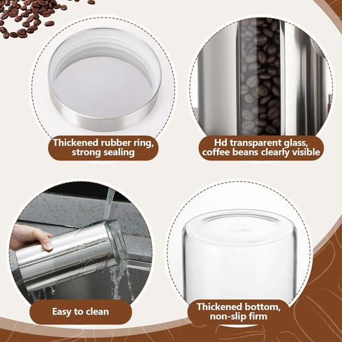 3 50oz Set Suclain Stainless Steel Coffee Grounds Canisters with Shelf x Sugar Coffee Bean Storage Container