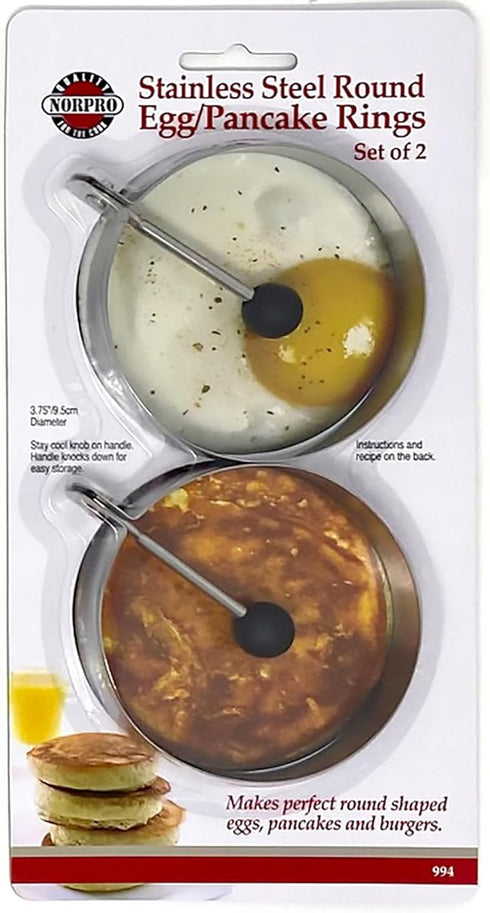 3.75", Norpro Stainless Steel Round Egg/Pancake Rings, Silver