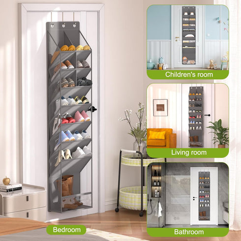 Closet, VERONLY Door Shoe Organizer, Over The Door Hanging Shoe Rack with Large Pockets, Space Saving Shoe Storage
