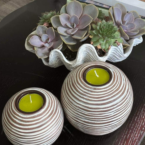 Set 2), Counter, Tuva Orb Candle Holders (Gift Boxed of Table Centerpieces for Dining or Living Room, Spa, Bathroom
