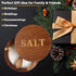 Countertop Timtopno Salt Cellar, Acacia Wood Salt Container with Built-in Spoon & Swivel Lid, Engraved SALT Box, Salt