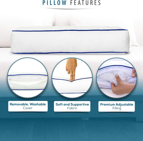 Nature's Guest Adjustable Cervical Neck Roll Bolster Pillow for Sleeping, Neck Pain Relief, Spine Support, Travel, Leg