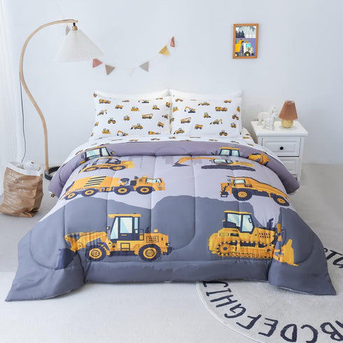 Cokouchyi Twin Size Comforter Set for Boys, 4-Piece Bed in a Bag,