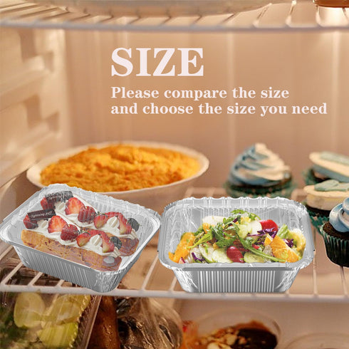 30 Pack 1 lb Rectangular Disposable Aluminum Foil Pan, 16 oz Take Out Food Containers with Clear Plastic Dome Lids