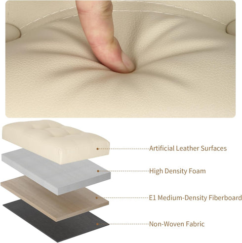350 lbs, 17x13x13in, BelugaHelper Storage Ottoman Foot Rest Stool, Folding Leather Footstool Bench with Thicker Foam