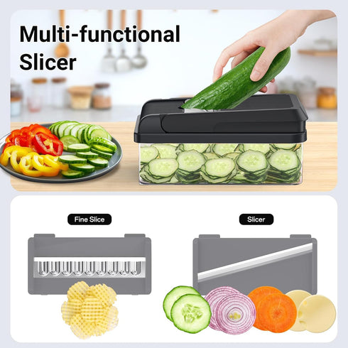 SpaceHacks 12-in-1 7 Vegetable Chopper, Kitchen Gadgets with Blades, Veggie, Food, Onion Chopper, Cucumber Slicer
