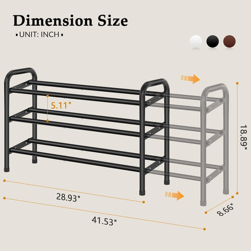 3 Closet, 28 42, Closet, 18 Gewudraw Tier Shoe Organizer, Shoe Rack for Metal Shelf Can Expandable to for Bedroom