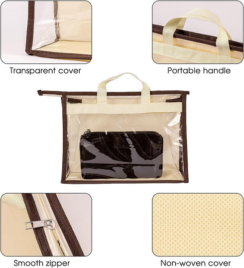 CINPIUK Clear Handbag Storage Bags, XL Purse Organizer for Closet, Zipper Hanging Storage Bag
