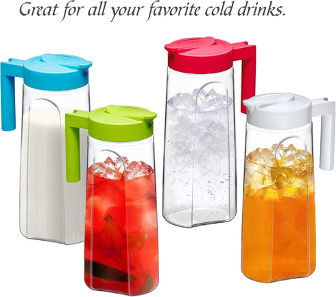 Amazing Abby Slim Tritan Pitcher 64 oz, Unbreakable Plastic Water Pitcher with Lid, BPA-Free, Dishwasher-Safe