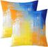 Set 2, 16x16 Inches, Feelyou Throw Pillow Covers, of Yellow Blue Decorative Pillow Cover, Abstract Art Painting Pillow