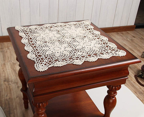 15inch Hsvanyr Handmade Crochet Lace Tablecloth Doilies Placemat Dining Room Mats Nightstand Cover