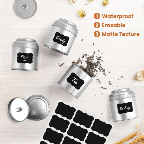 Tea Tin with Airtight Double Lids – 8 Oz Kitchen Small Tin Can for Loose Leaf Tea Storage (6 PACK)