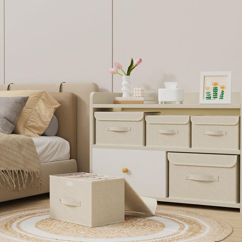 ENUMAIL Closet, 15x9.8x9.8 Storage Boxes, Collapsible Storage Bins with Lids, Cotton and linen cloth Storage Baskets