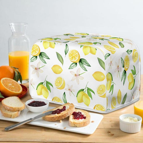 Lemon Flower Toaster Dust Cover, Dustproof Bread Maker Machine Cover, 2 Slice Toaster Appliance Cloth, Yellow
