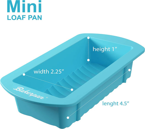 Bakerpan Silicone Mini Loaf Pans for Baking, 4.5 Inch Reusable Baking Mold, Set of 4 Mini Cake Pans