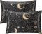 EXQ Home Satin Pillowcase Set of 2 for Hair and Skin - Black Printed Silk Pillowcase 20x26 inches with Envelope Closure