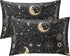 EXQ Home Satin Pillowcase Set of 2 for Hair and Skin - Black Printed Silk Pillowcase 20x26 inches with Envelope Closure