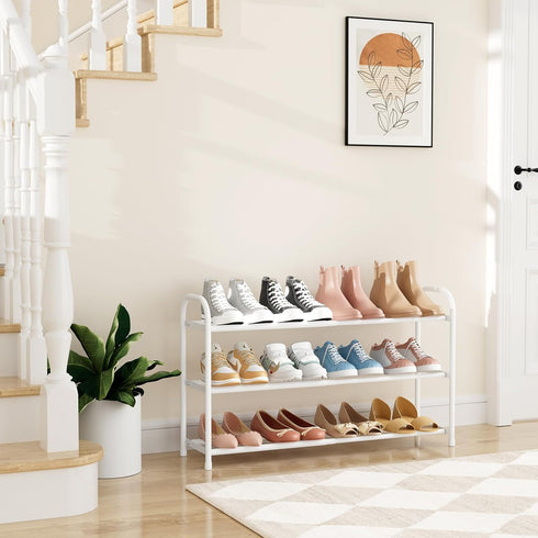 12 Closet, Expandable Shoe Rack Small Shoe Shelf Storage for Pair Sneaker and Boot, Stackable Vertical Shoe Rack