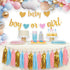 Baby Gender Reveal Decorations - Glitter Letters Banner with Hearts, Tissue Paper Tassels Garland Set