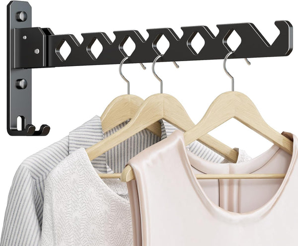 Wall Mounted Clothes Drying Rack, Foldable Laundry Hanger Hook for Bathroom, Indoor Clothes Rack
