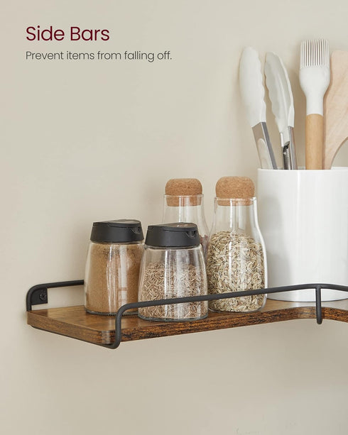 Set 2, ULLS831B01 VASAGLE Corner Shelf Wall Mount of Floating Shelves, Small Wall Shelf for Decor Storage, for Living
