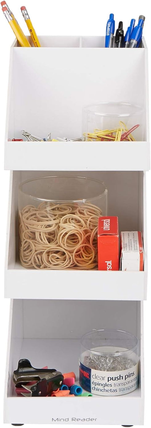 Mind Reader Coffee Tea Utensil and Condiment Station, Countertop Organizer for Kitchen, 6"L x 9"W x 16"H, White