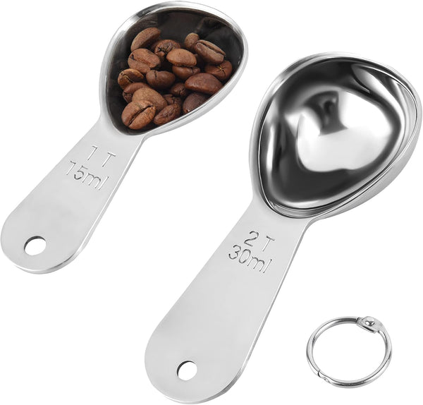 Smithccraft Measuring Coffee Scoop - 18/8 Stainless Steel Set of 2, Metric & US Tablespoons 15ml and 30ml