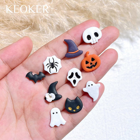 KEOKER Halloween Polymer Clay Cutters - 10 Shapes for Earrings, Pumpkin Clay Cutter for Halloween