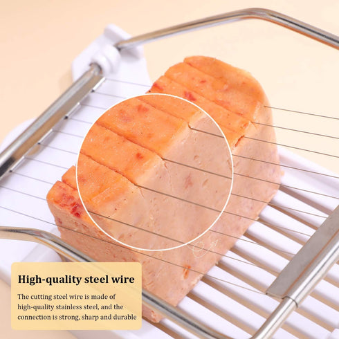 NVTED Luncheon Meat Slicer, Boiled Egg, Fruit, Soft Cheese Cutter, Stainless Steel Wires, Cuts 10 Slices, White