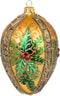 Faberg Egg 5-Inch Blown Glass Christmas Tree Ornament Mistletoe Leaf Gold
